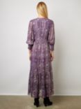 Gerard Darel Enza Metallic Print Midi Wrap Dress, Purple/Multi