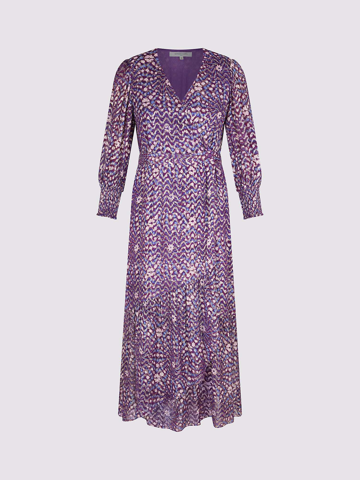 Buy Gerard Darel Enza Metallic Print Midi Wrap Dress, Purple/Multi Online at johnlewis.com