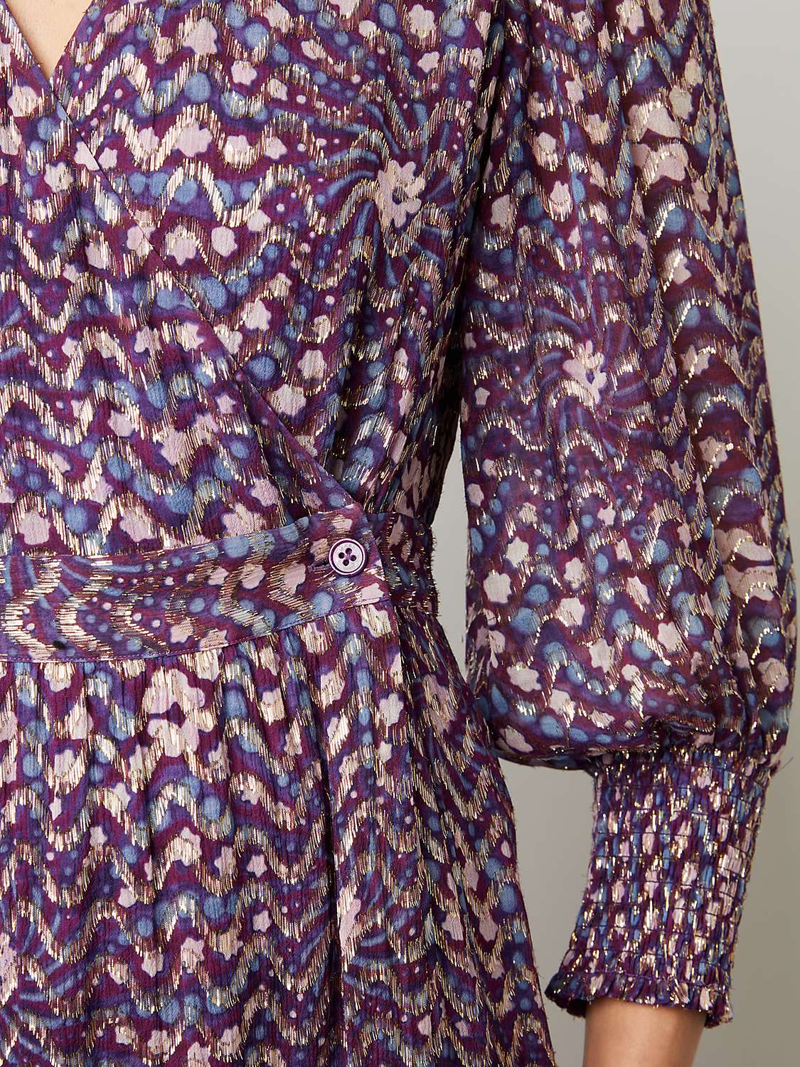Buy Gerard Darel Enza Metallic Print Midi Wrap Dress, Purple/Multi Online at johnlewis.com