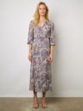Gerard Darel Edna Paisley Print Midi Wrap Dress, Purple/Multi, Purple/Multi
