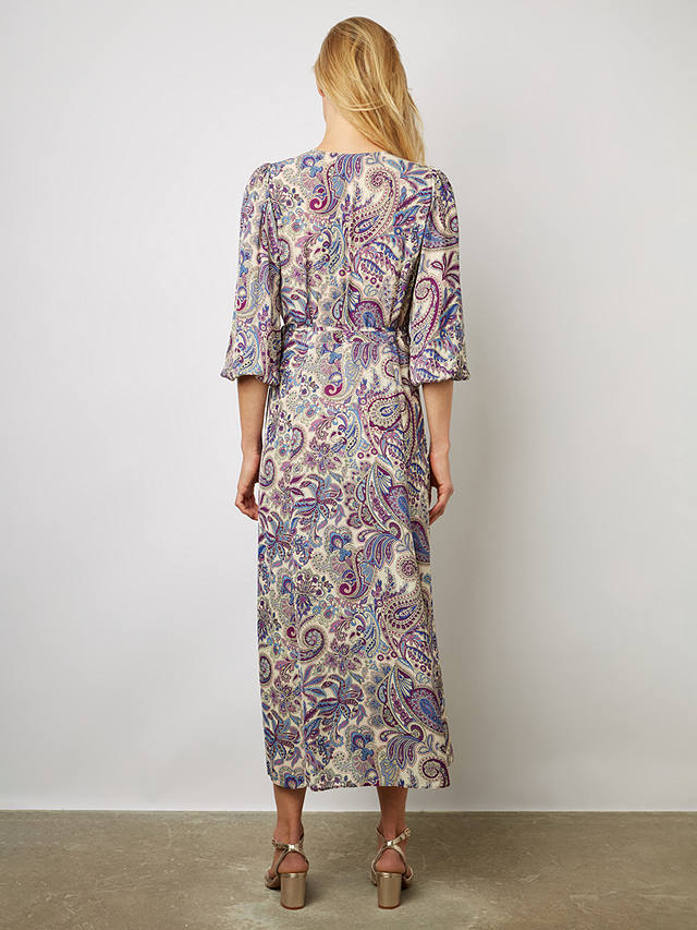 Gerard Darel Edna Paisley Print Midi Wrap Dress, Purple/Multi