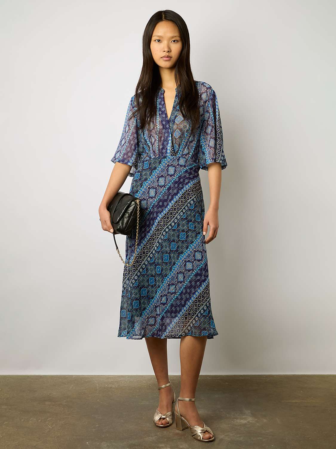 Buy Gerard Darel Elia Stud Embellished Midi Dress, Indigo/Multi Online at johnlewis.com