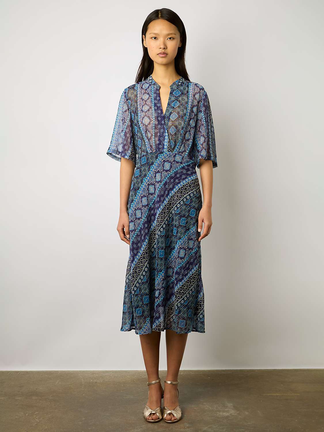 Buy Gerard Darel Elia Stud Embellished Midi Dress, Indigo/Multi Online at johnlewis.com