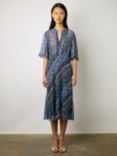 Gerard Darel Elia Stud Embellished Midi Dress, Indigo/Multi, Indigo/Multi