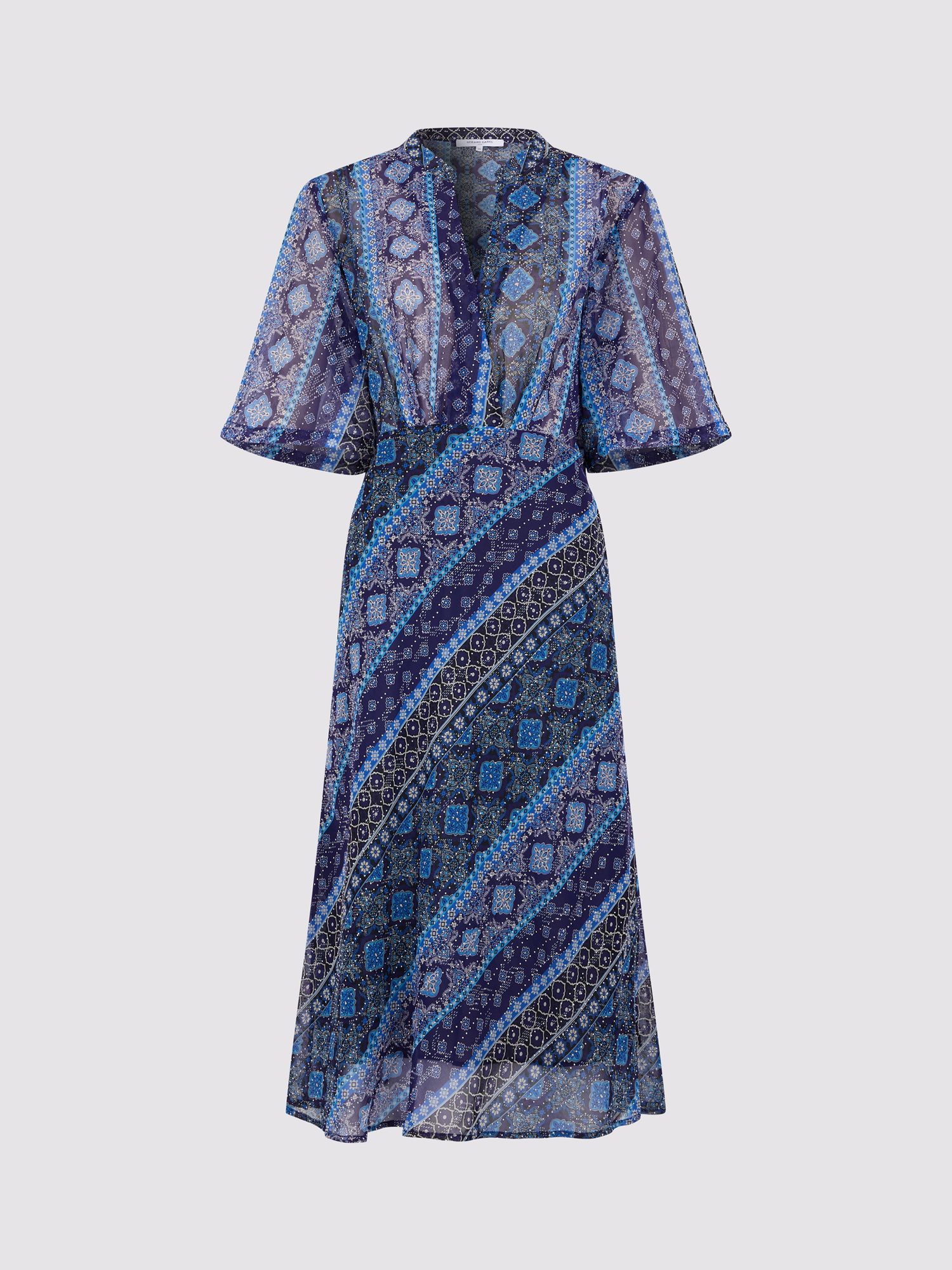 Gerard Darel Elia Stud Embellished Midi Dress, Indigo/Multi, 10