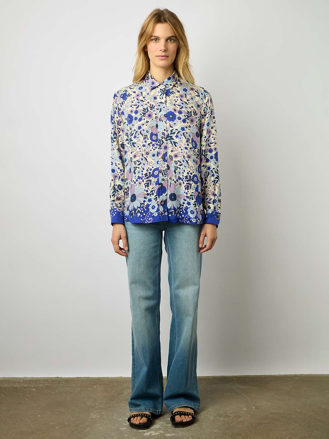 Buy Gerard Darel Anouk Silk Blend Blouse, Natural/Multi Online at johnlewis.com