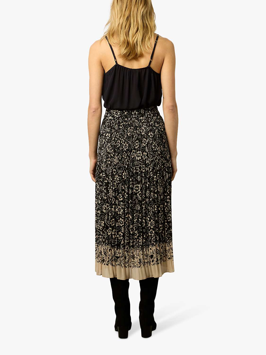 Buy Gerard Darel Delfine Floral Print Pleated Midi Skirt, Black/Camel Online at johnlewis.com
