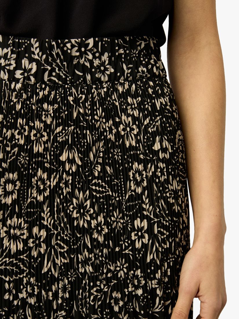 Buy Gerard Darel Delfine Floral Print Pleated Midi Skirt, Black/Camel Online at johnlewis.com