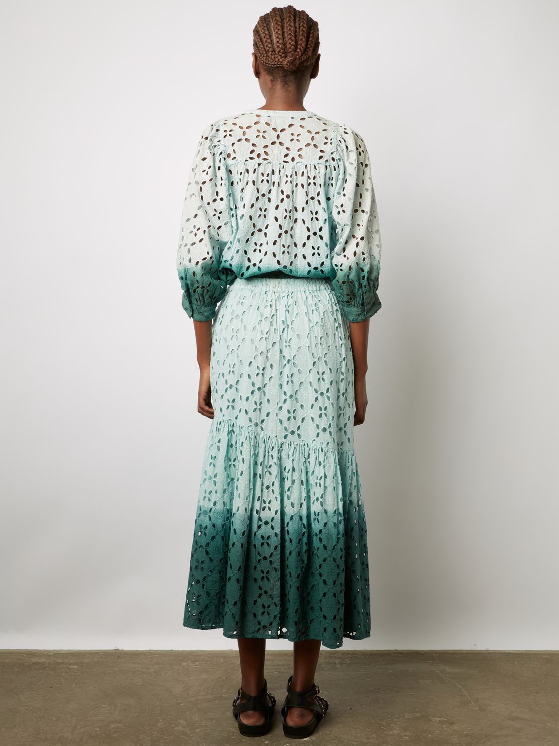 Buy Gerard Darel Derine Ombre Tiered Maxi Skirt, Green Online at johnlewis.com