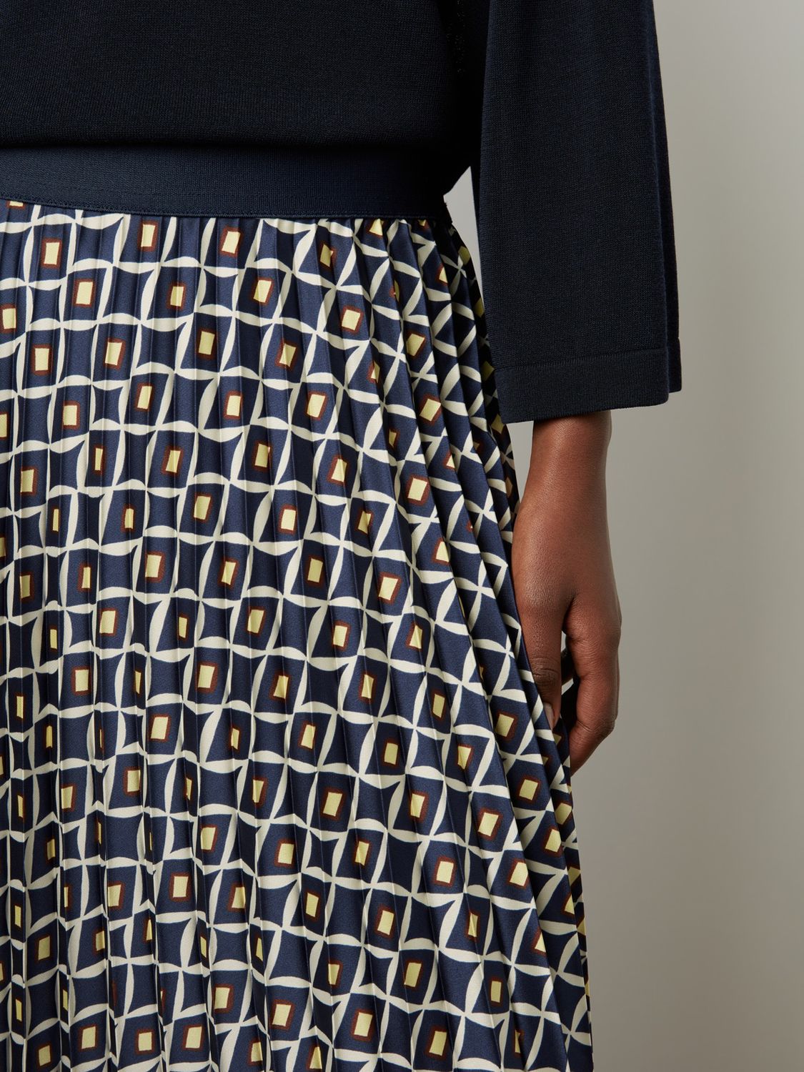 Buy Gerard Darel Damille Pleated Midi Skirt, Ink/Multi Online at johnlewis.com