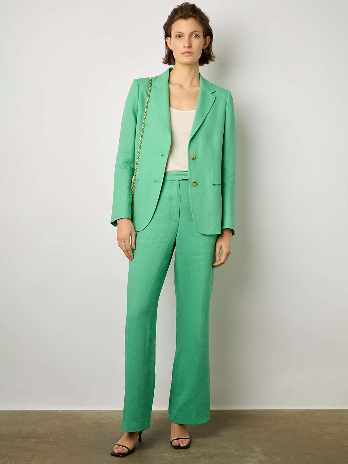 Buy Gerard Darel Cyrielle Linen Blend Trousers, Emerald Online at johnlewis.com
