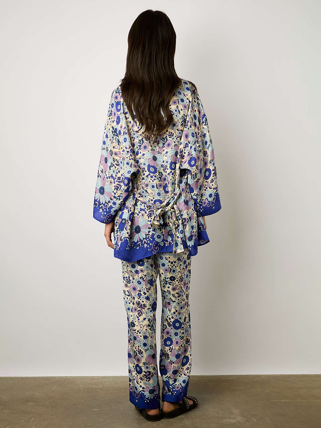 Buy Gerard Darel Carmel Silk Blend Floral Print Wide Leg Trousers, Ecru/Multi Online at johnlewis.com