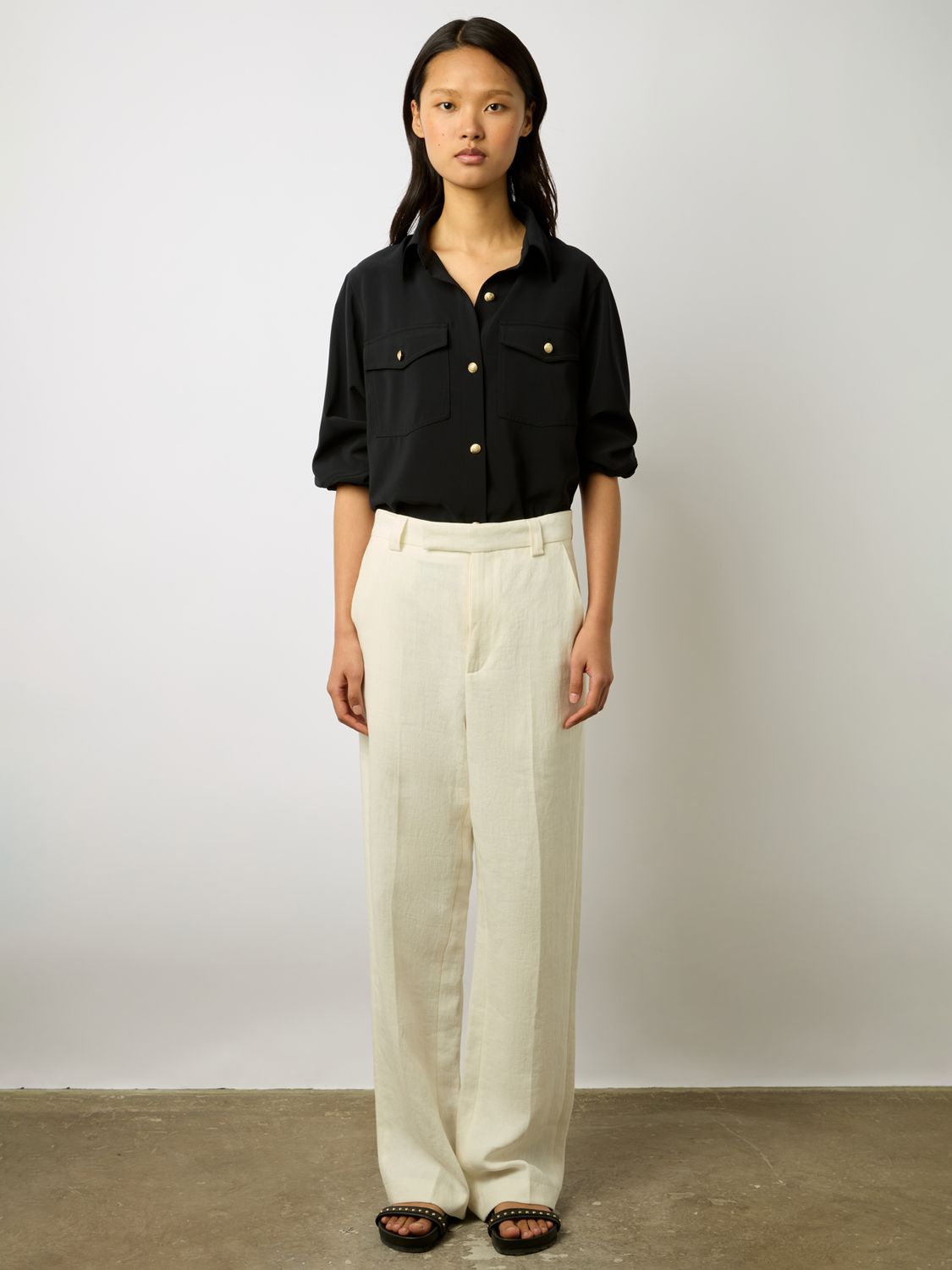 Buy Gerard Darel Cyndelle Linen Blend Trousers, Ecru Online at johnlewis.com