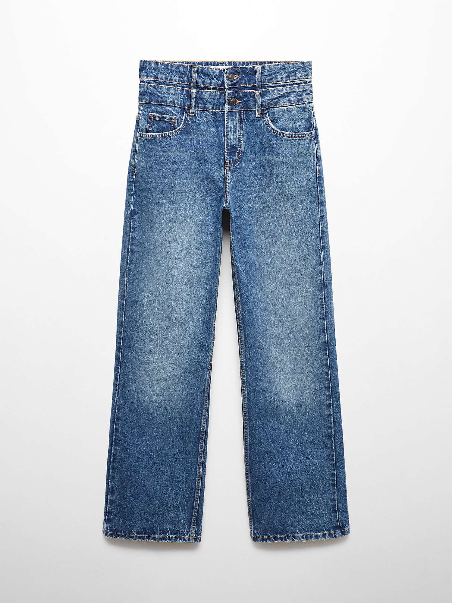 Buy Mango Doro Double Waist Straight Jeans, Open Blue Online at johnlewis.com