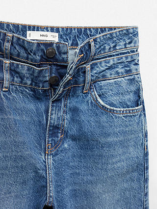 Mango Doro Double Waist Straight Jeans, Open Blue