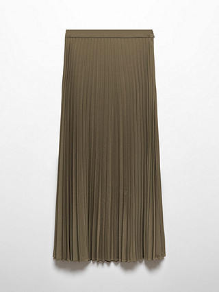 Mango Camila Pleated Midi Skirt, Khaki