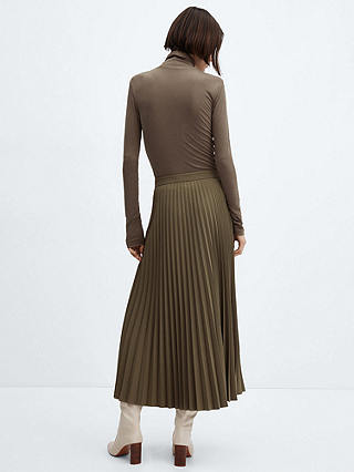 Mango Camila Pleated Midi Skirt, Khaki