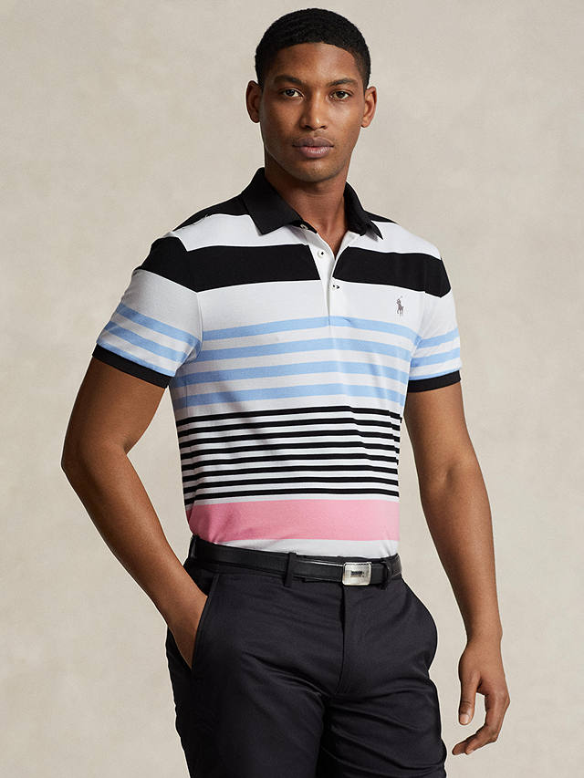 Polo Golf Ralph Lauren Tailored Fit Performance Stripe Polo Shirt, Black/Multi