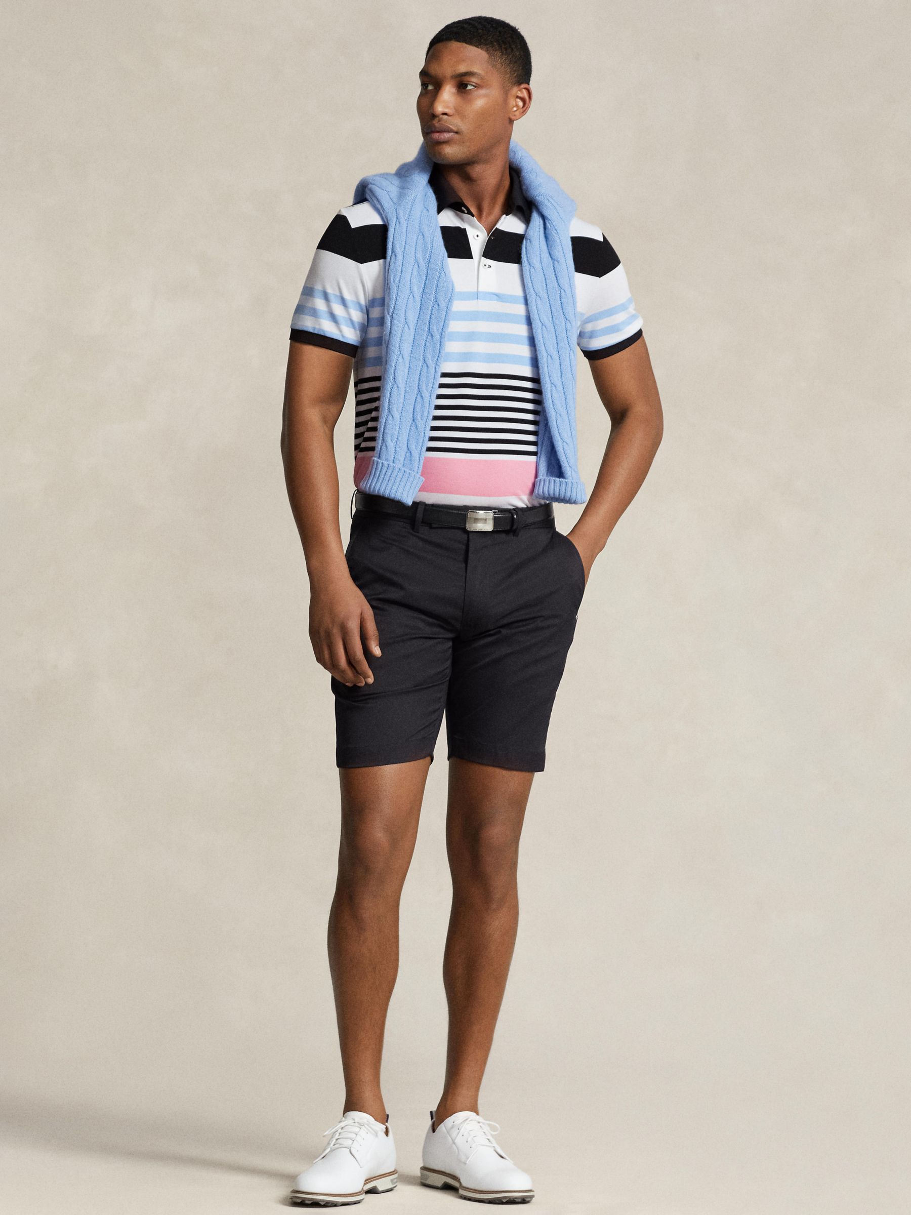 Buy Polo Golf Ralph Lauren Tailored Fit Performance Stripe Polo Shirt, Black/Multi Online at johnlewis.com