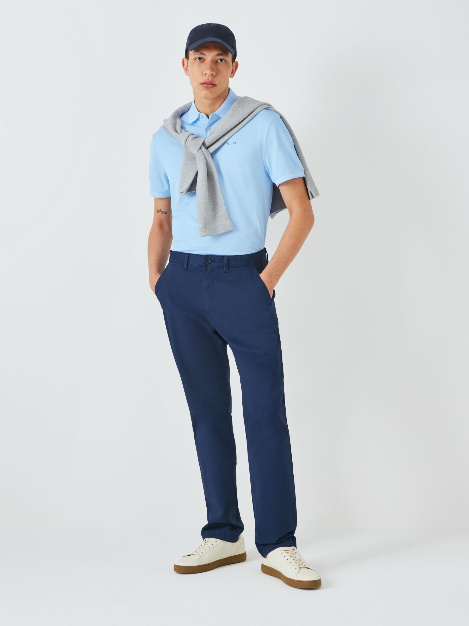 Buy Polo Golf RLX Ralph Lauren Tailored Fit Performance Polo Shirt, Office Blue Online at johnlewis.com
