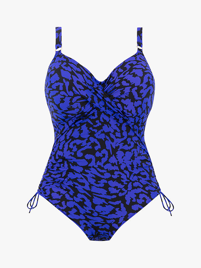 Fantasie Hope Bay Leopard Print Underwired Twist Front Swimsuit, Ultramarine