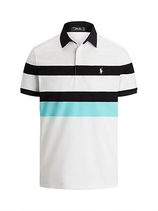 Polo Golf Ralph Lauren Tailored Fit Performance Stripe Polo Shirt, Ceramic White/Multi, Ceramic White/Multi