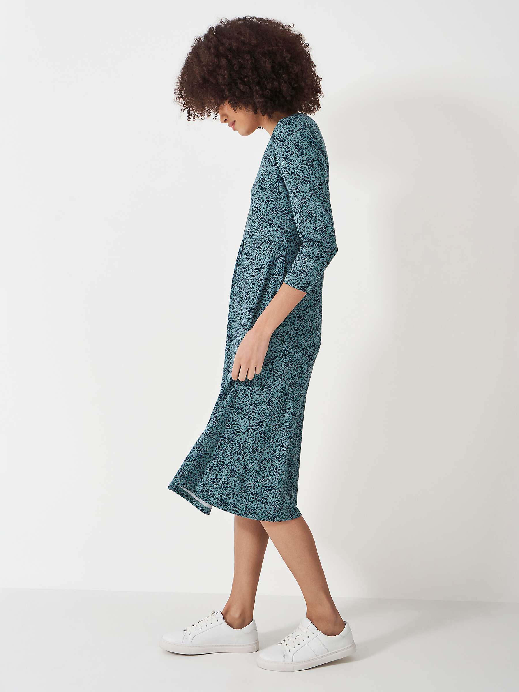 Buy Crew Clothing Dorothy Floral Jersey Dress, Teal Green Online at johnlewis.com