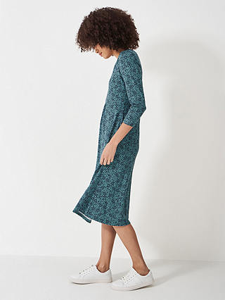 Crew Clothing Dorothy Floral Jersey Dress, Teal Green
