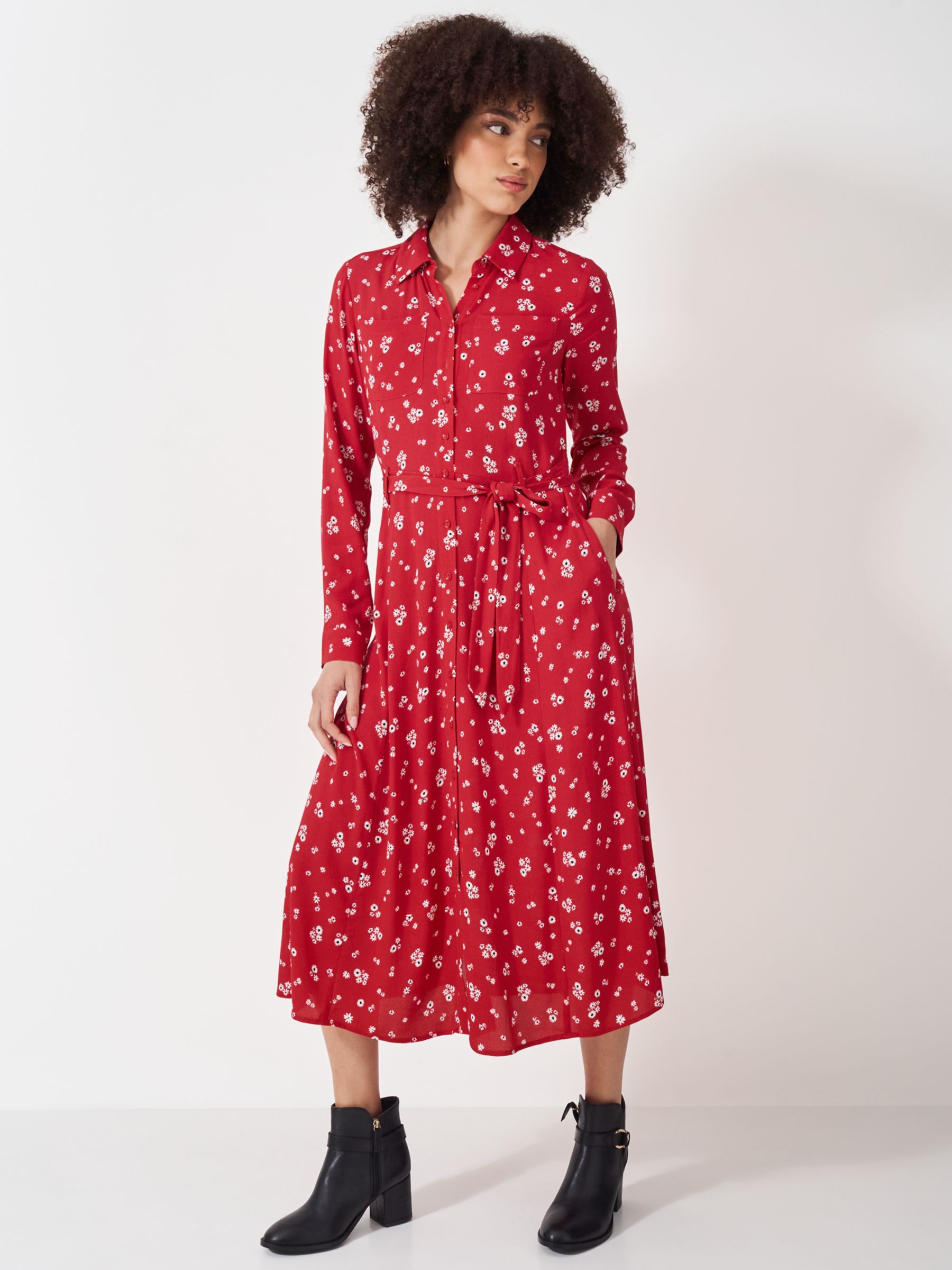 Buy Crew Clothing Sienna Tie Waist Shirt Dress, Red Wine Online at johnlewis.com