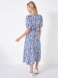 Crew Clothing Lola Floral Print Short Sleeve Midi Dress, Blue/Multi