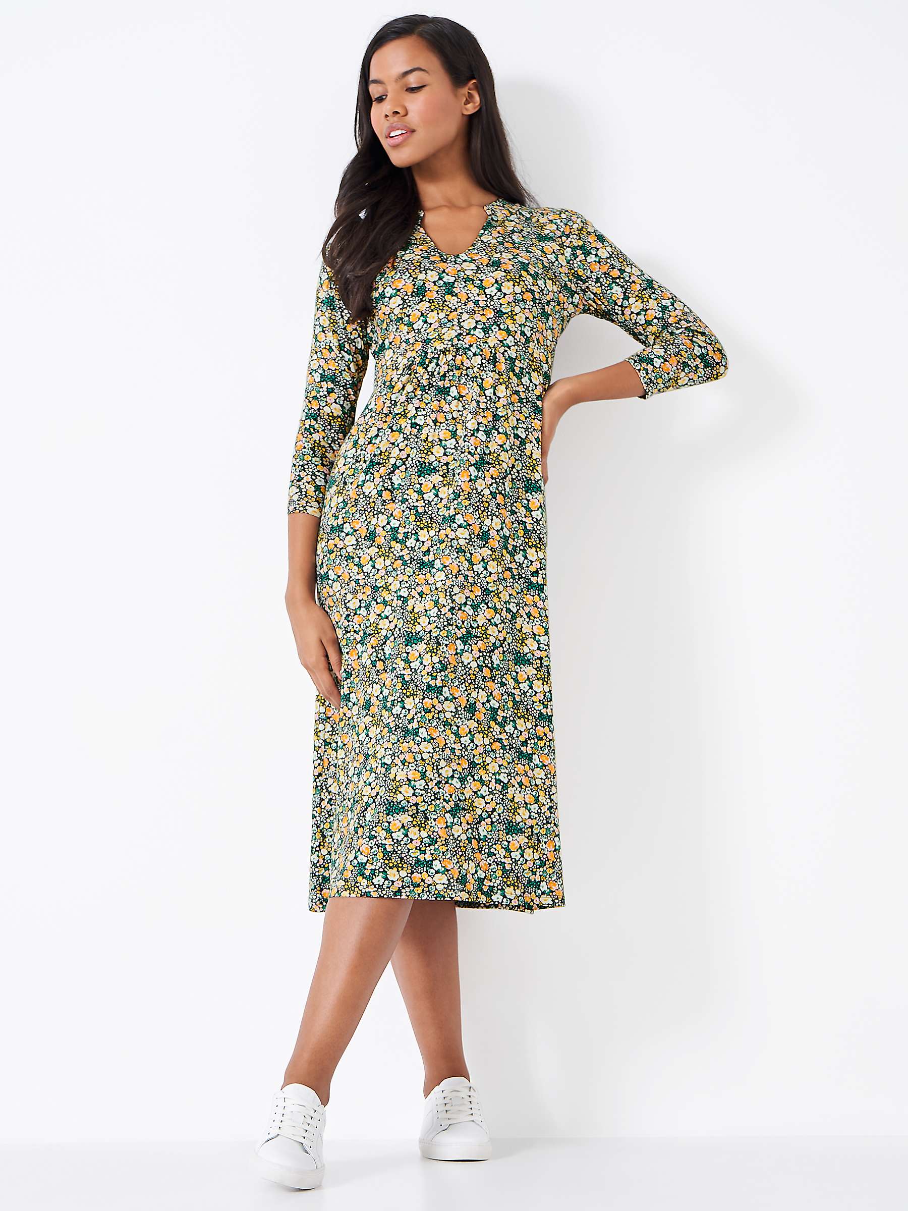 Buy Crew Clothing Emi Floral Print Jersey Midi Dress, Multi Online at johnlewis.com