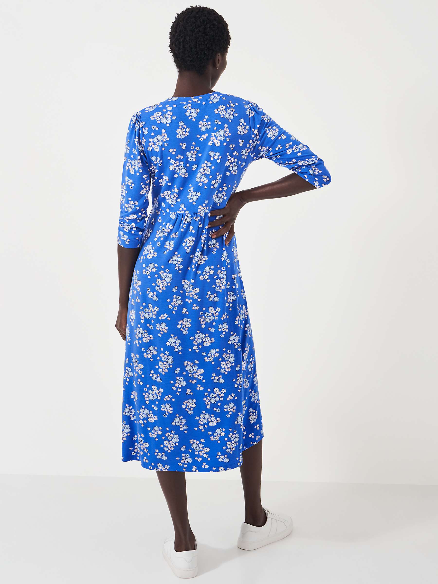 Buy Crew Clothing Emi Floral Print Jersey Midi Dress, Blue/Multi Online at johnlewis.com