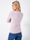 Crew Clothing Heritage Crew Neck Cable Knit Jumper, Pastel Pink