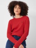 Crew Clothing Heritage Crew Neck Cable Knit Jumper, Ruby Red