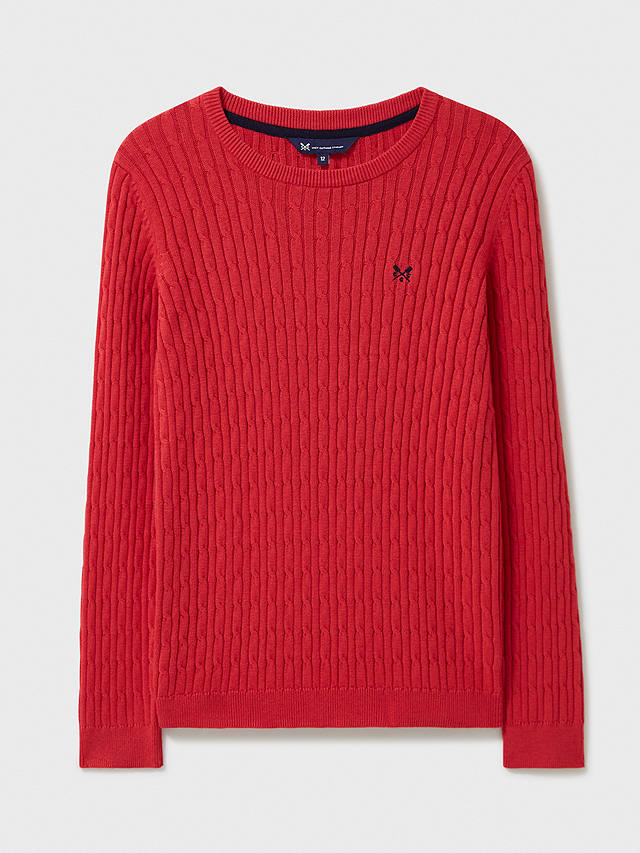 Crew Clothing Heritage Crew Neck Cable Knit Jumper, Ruby Red