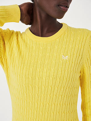 Crew Clothing Heritage Crew Neck Cable Knit Jumper, Lemon Yellow