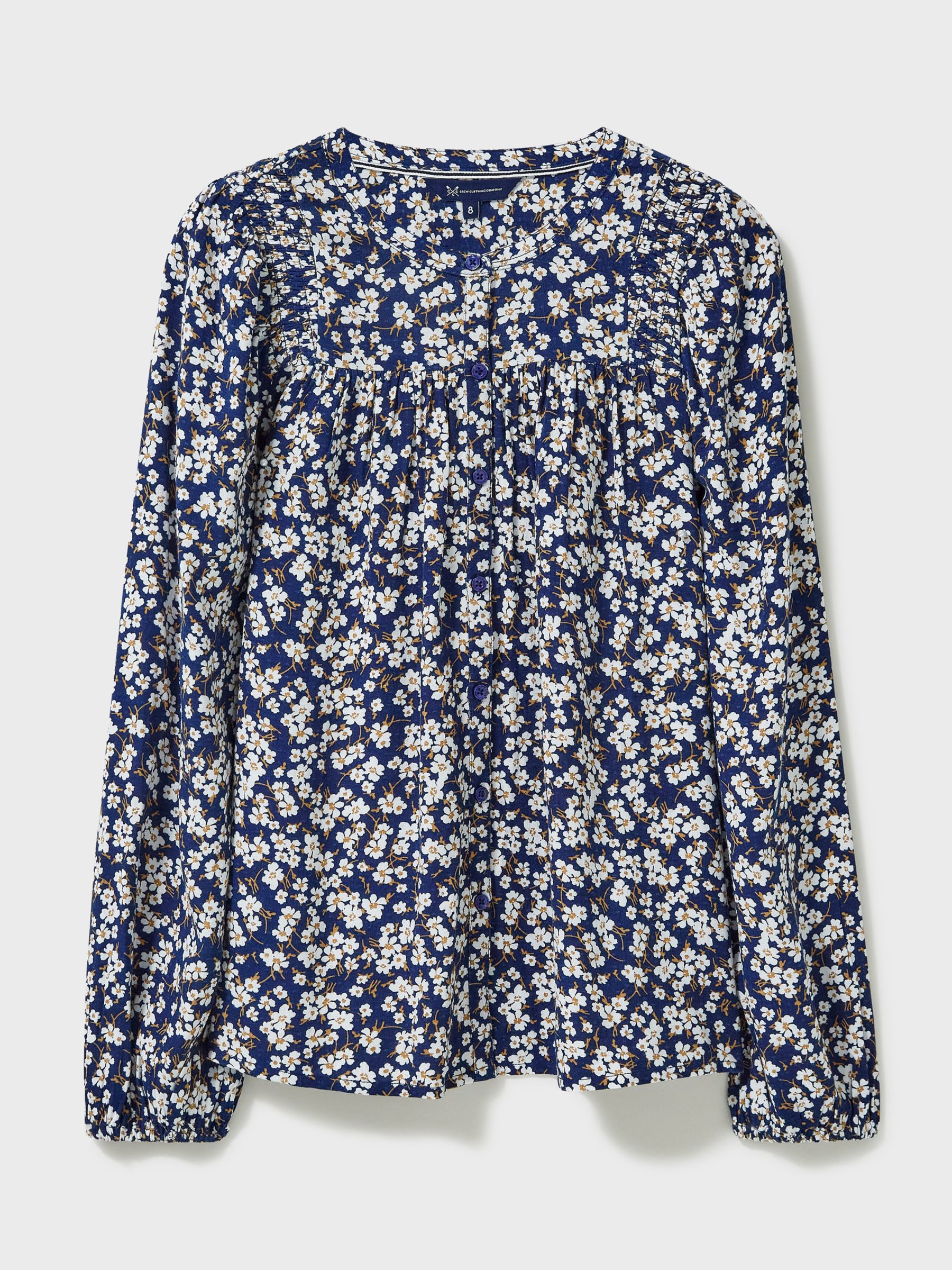 Buy Crew Clothing Floral Print Blouse, Navy Blue Online at johnlewis.com