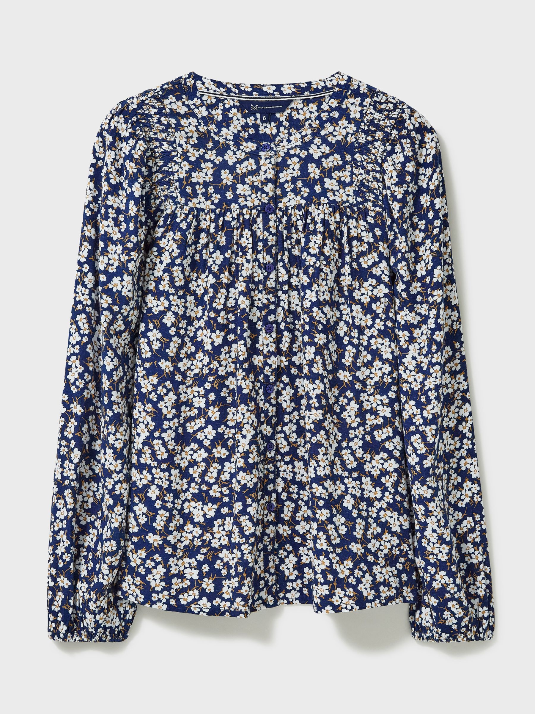 Crew Clothing Floral Print Blouse, Navy Blue