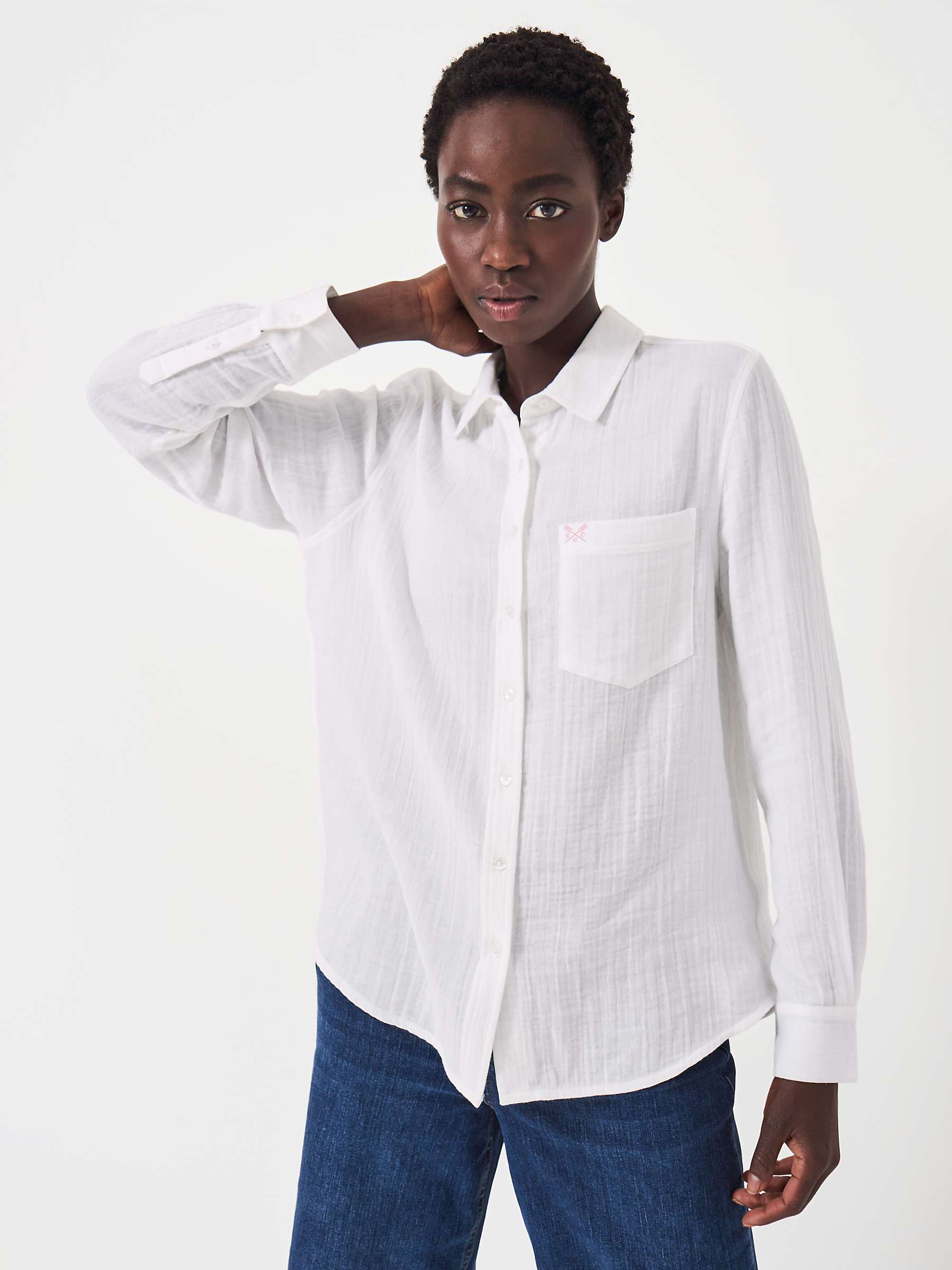 Buy Crew Clothing Harlie Cotton Relaxed Shirt, White Online at johnlewis.com