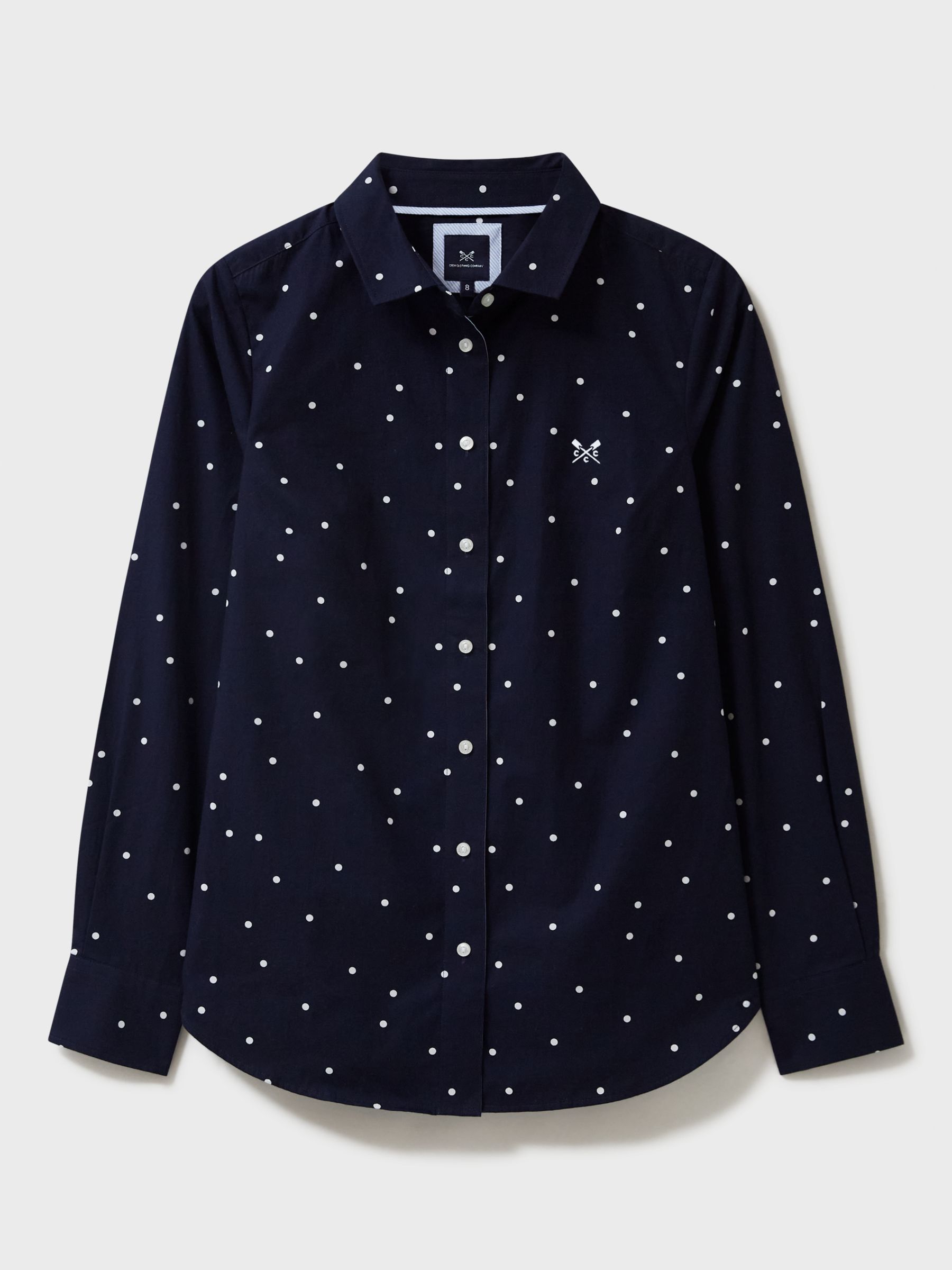 Buy Crew Clothing Lulworth Spot Tailored Shirt, Navy Blue Online at johnlewis.com
