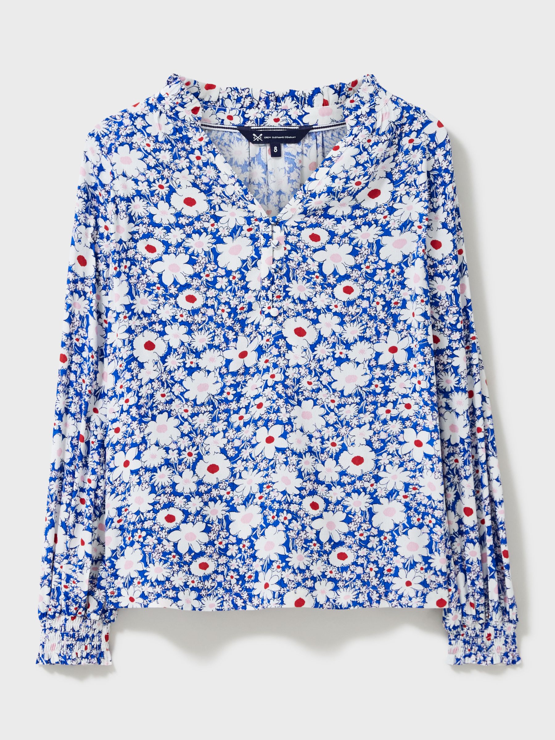 Crew Clothing Floral Print Blouse, Multi Blue