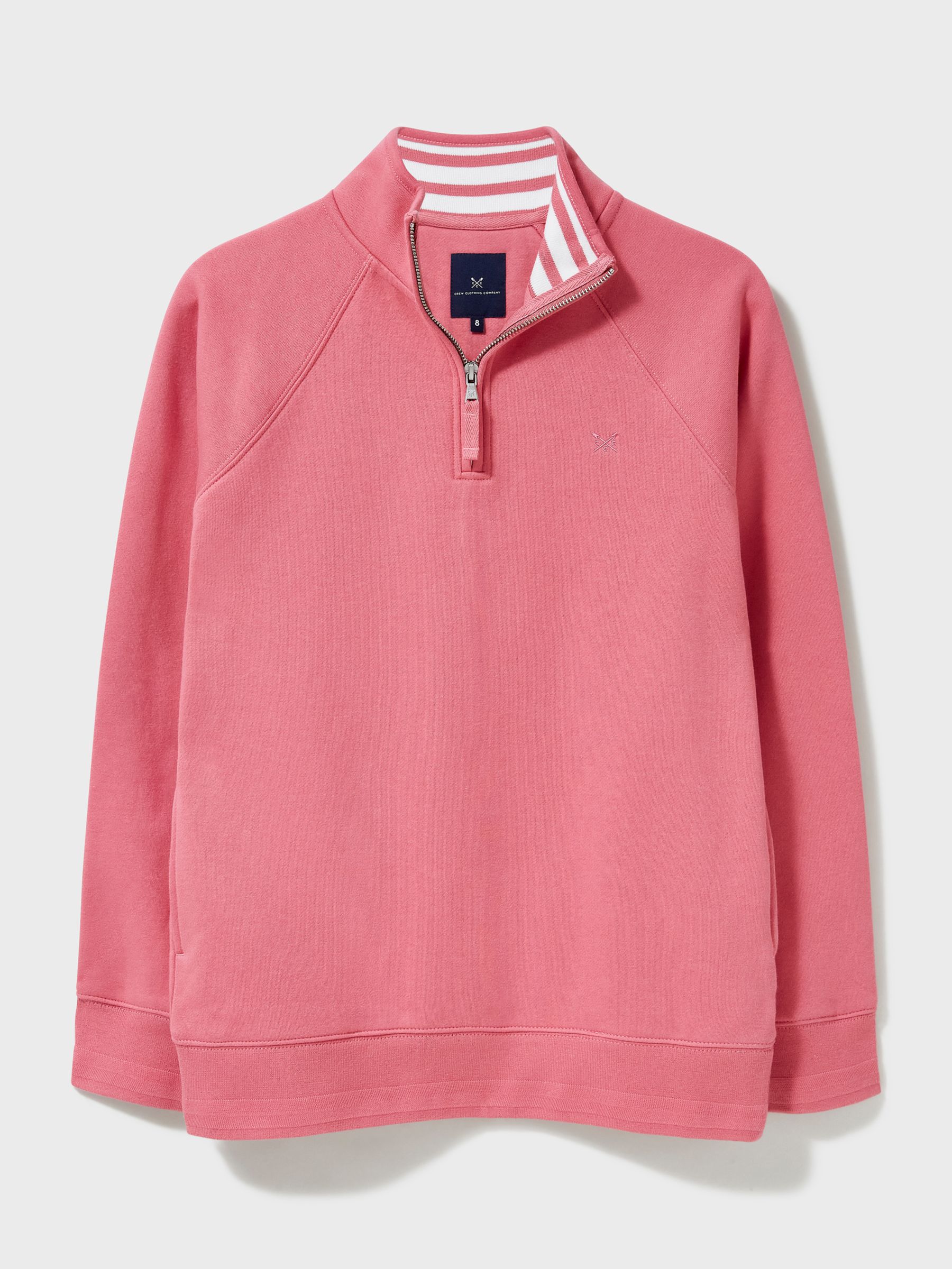 Crew Clothing Half Zip Sweatshirt, Rose Pink, 10