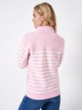 Crew Clothing Half Zip Striped Sweatshirt, Pink/White