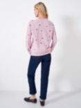 Crew Clothing Heart Embroidered Sweatshirt, Bright Pink/Multi