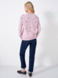 Crew Clothing Heart Embroidered Sweatshirt, Bright Pink/Multi, Bright Pink/Multi