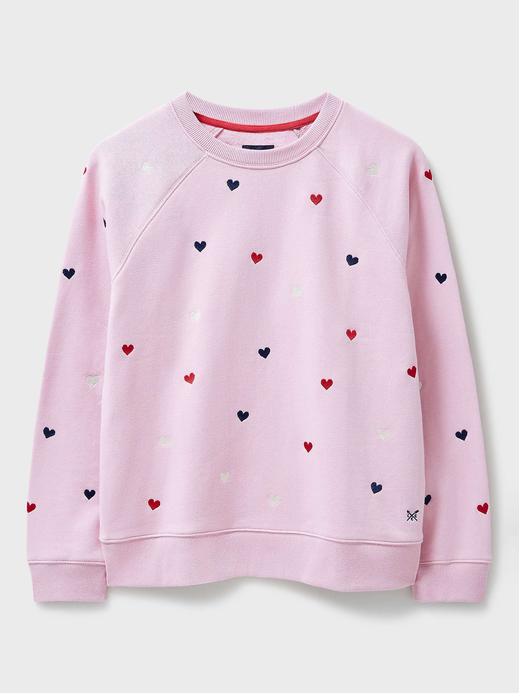 Buy Crew Clothing Heart Embroidered Sweatshirt, Bright Pink/Multi Online at johnlewis.com