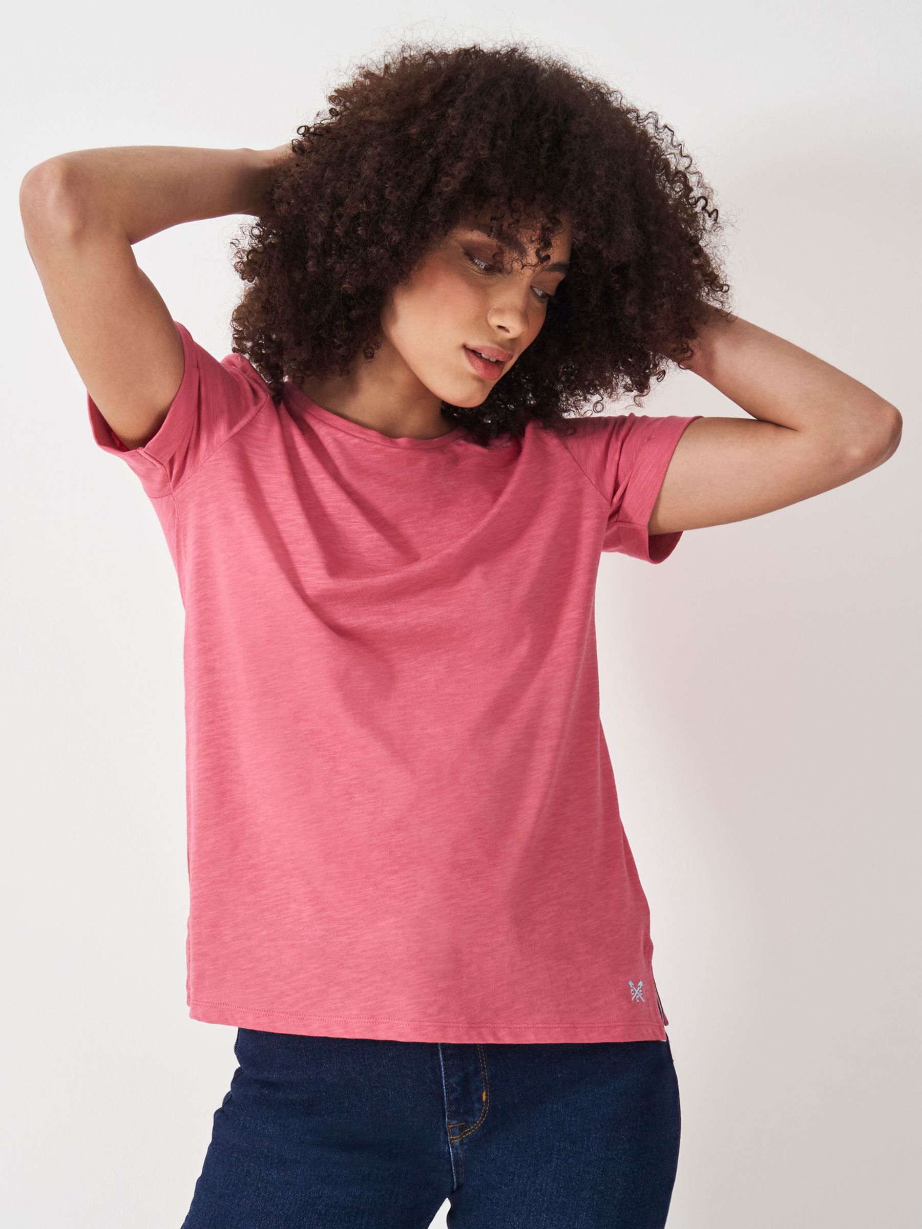 Crew Clothing Perfect Crew Slub T-Shirt, Rose Pink at John Lewis & Partners