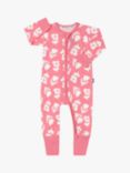 Bonds Baby Wonderfresh Floral Print Zip Through Wondersuit, Pink/Multi
