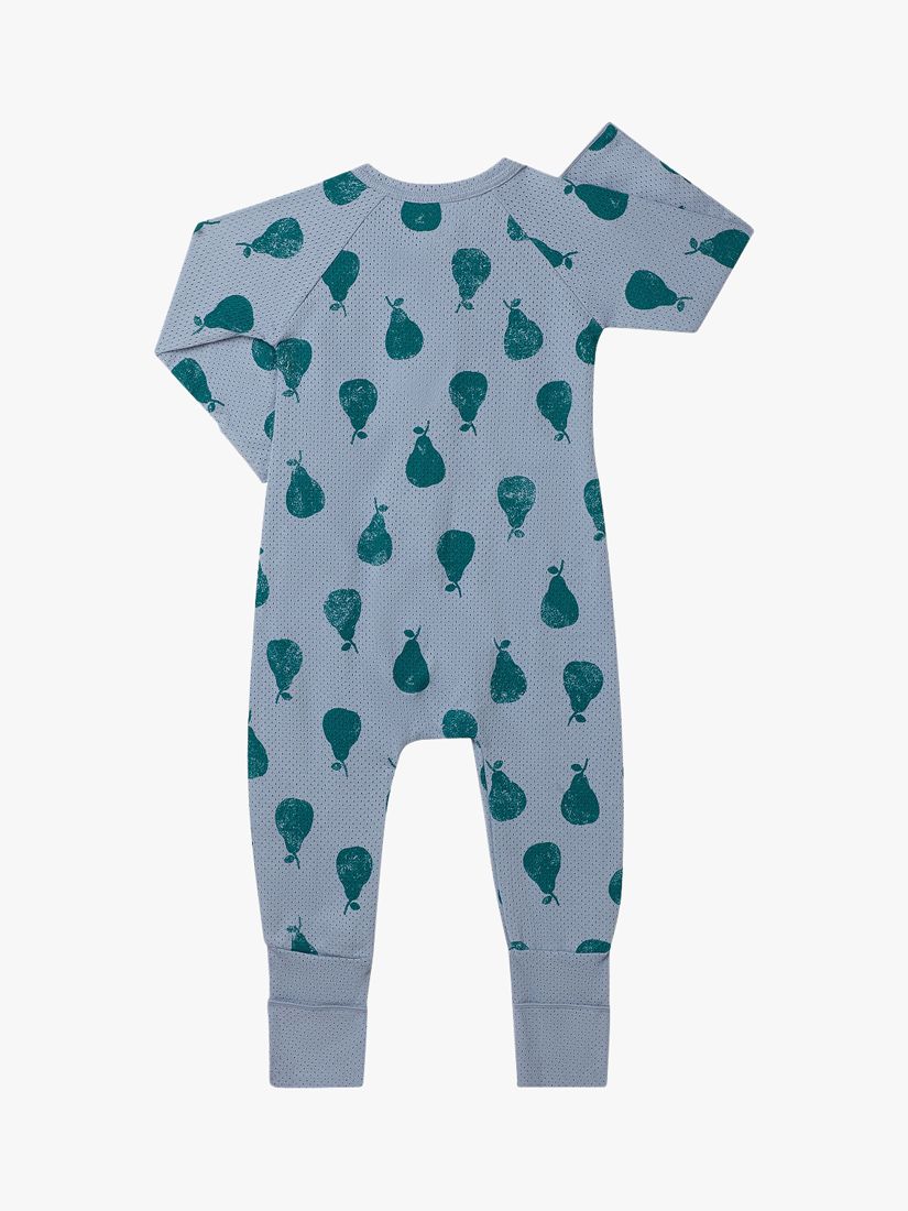 Bonds Baby Wondercool Print Zip Through Wondersuit, Blue/Pear, Newborn