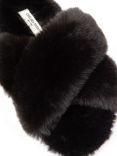 Chelsea Peers Fluffy Cross Strap Slider Slippers, Black